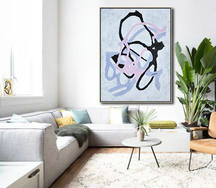 Abstract Painting Extra Large Canvas Art,Hand-Painted Black And White Minimal Painting On Canvas,Original Modern Art,Large Wall Art Handmade